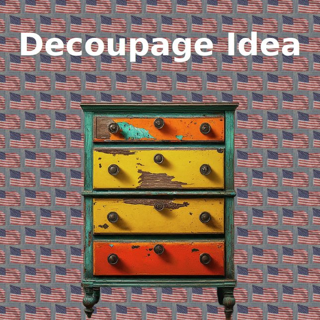 Artistic US Flag Red White and Blue Decoupage Tissue Paper (Background with Prop)