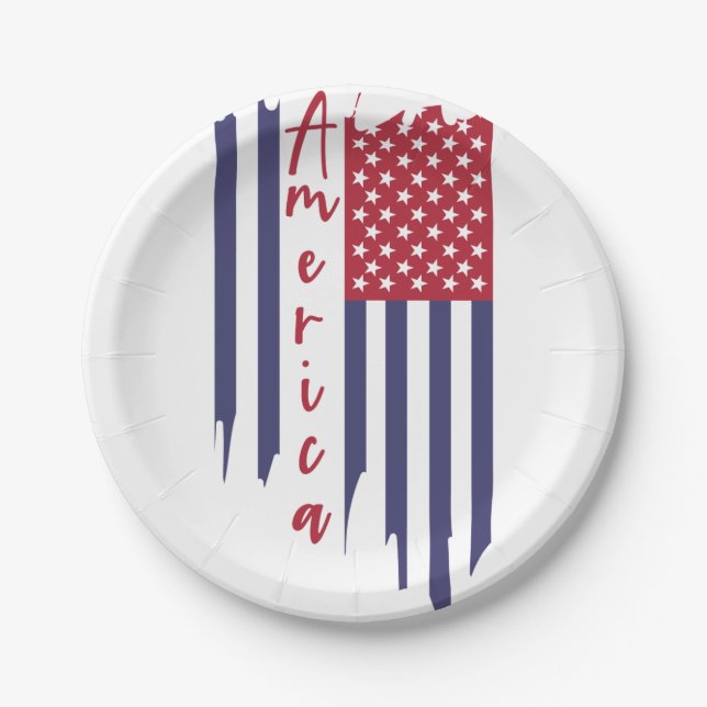 Artistic Vertical American Flag   Paper Plate (Front)