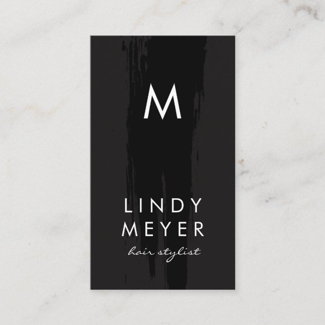 Artistic Vertical Brushed with Monogram Business Card (Front)