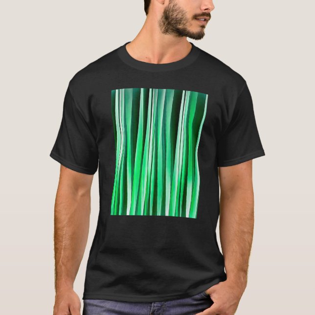 Artistic Vertical Stripes Aquamarine Green Hues T-Shirt (Front)