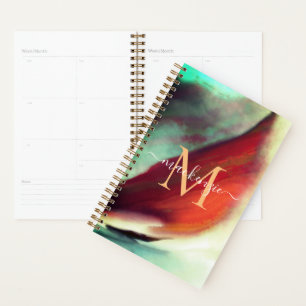 Artistic Vintage Boat Watercolor Monogrammed Planner