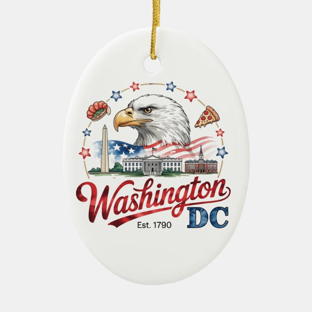 Artistic Washington DC Ceramic Ornament, Landmarks Ornament (Front)