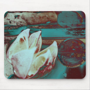 Artistic Water Lilly in Red and Blue Mouse Pad