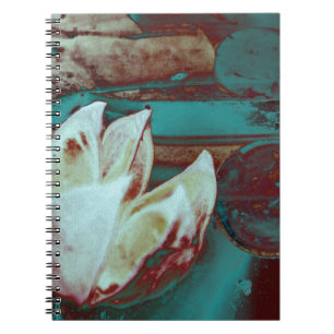 Artistic Water Lilly in Red and Blue Notebook