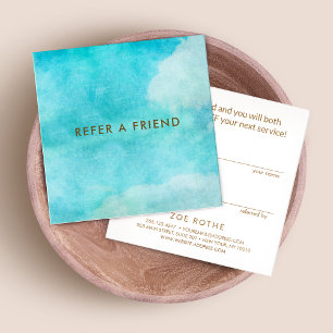 Artistic Watercolor Blue Sky Customer Referral Card