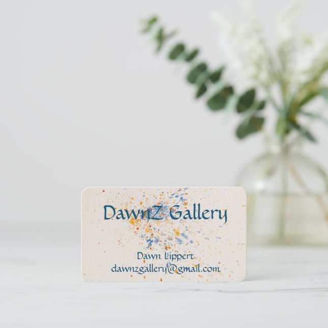 Artistic Watercolor Business Card (Standing Front)
