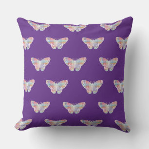 Artistic Watercolor Butterflies   Royal Purple  Cushion