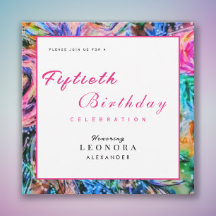 Artistic Watercolor Floral ANY Birthday Party Pink Invitation