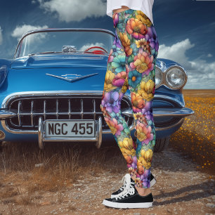 Artistic Watercolor Floral Leggings
