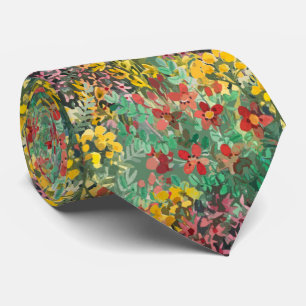 Artistic Watercolor Flower Garden Tie