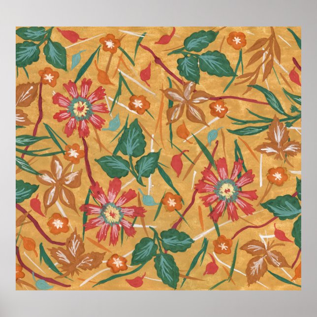 Artistic Watercolor Flowers: Colourful Background. Poster (Front)