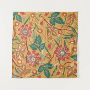 Artistic Watercolor Flowers: Colourful Background. Tapestry