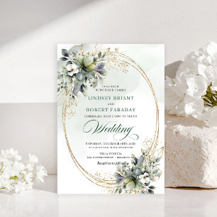 Artistic watercolor foliage wedding invitation