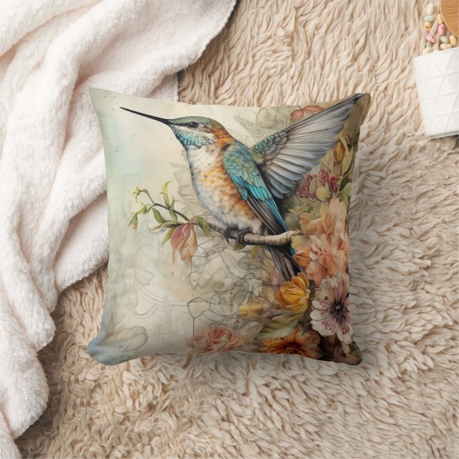 Artistic Watercolor Hummingbird Cushion (Blanket)