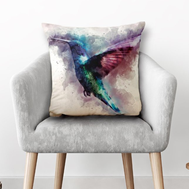 Artistic Watercolor Hummingbird  Cushion (Creator Uploaded)