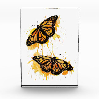 Artistic Watercolor Monarch Butterfly Nature Art Photo Block