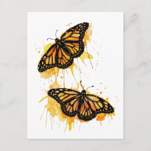 Artistic Watercolor Monarch Butterfly Nature Art Postcard
