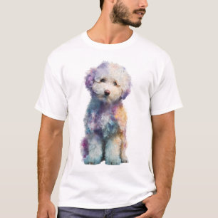 Artistic Watercolor Pastel Curly Poodle Puppy Men T-Shirt