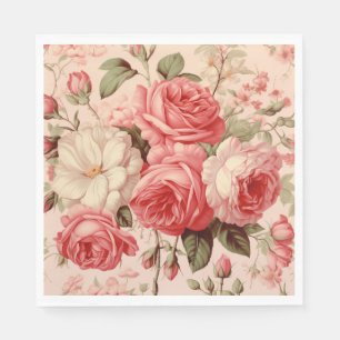 Artistic Watercolor Pink Roses Napkin
