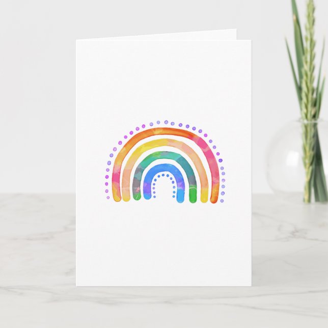 Artistic Watercolor Rainbow Doodle Card (Front)
