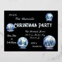 Artistic Watercolor Snowglobes Winter Party