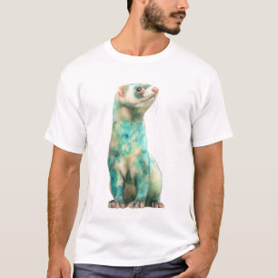 Artistic Watercolor Teal Marbled Ferret Men T-Shirt