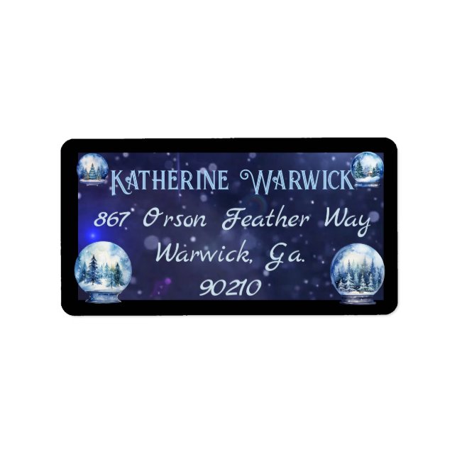 Artistic Watercolor Winter Snowglobes Label (Front)
