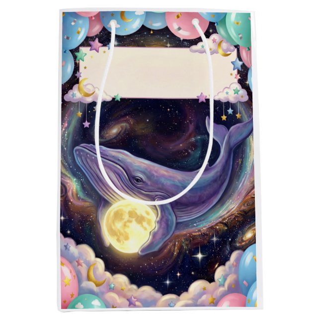 Artistic Whale & Moon Gift Bag for Any Occasion (Front)