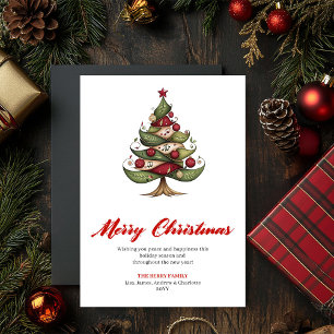 Artistic Whimsical Christmas Tree Greeting Card