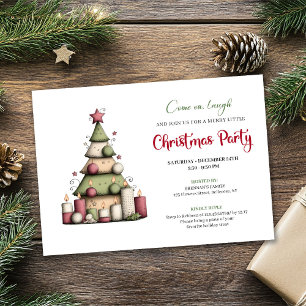 Artistic whimsical Christmas tree party invitation