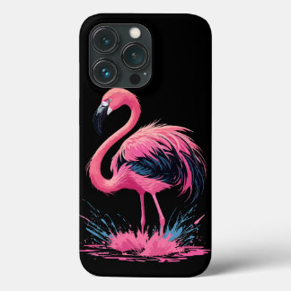 Artistic Whimsical Pink Flamingo Colour Splash iPhone 13 Pro Case