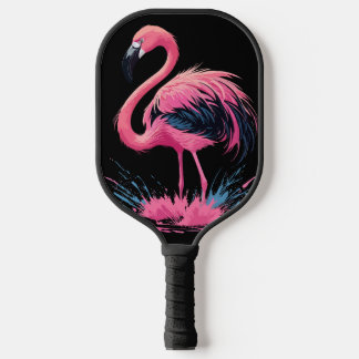 Artistic Whimsical Pink Flamingo Colour Splash Pickleball Paddle