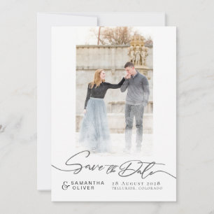 Artistic White Boho Minimal Save the Date Card