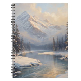 Artistic Winter Mountain Landscape Oil Painting No Notebook