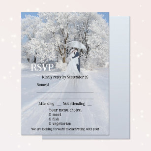 Artistic Winter Wonderland Dream Wedding RSVP Card