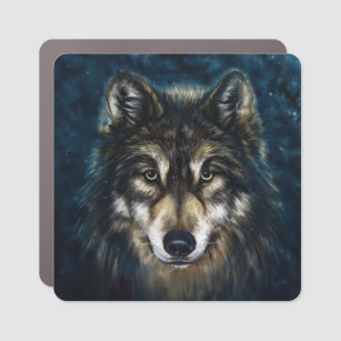 Artistic Wolf Face Car Magnet