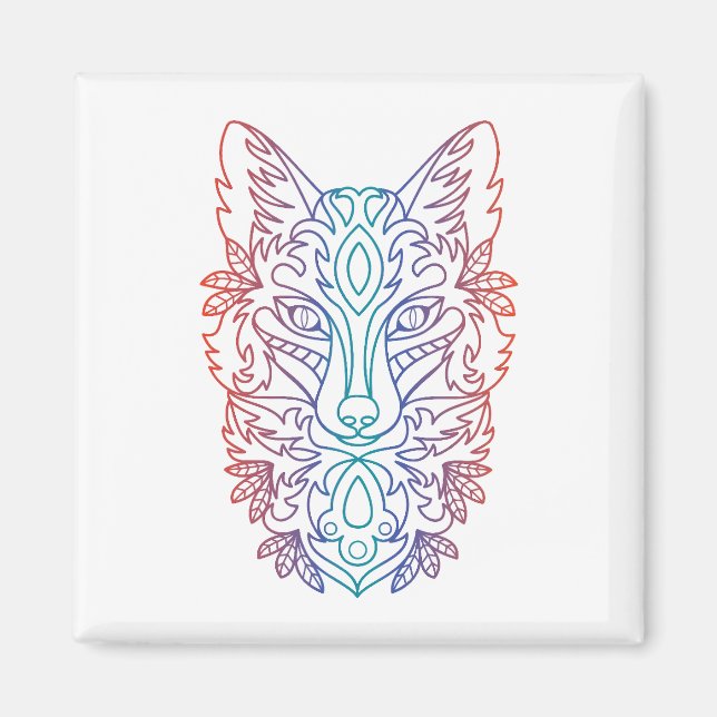 Artistic wolf face magnet (Front)