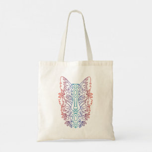 Artistic wolf face tote bag