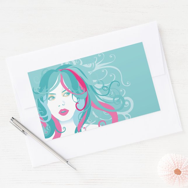 Artistic Woman Illustration Rectangular Sticker (Creator Uploaded)
