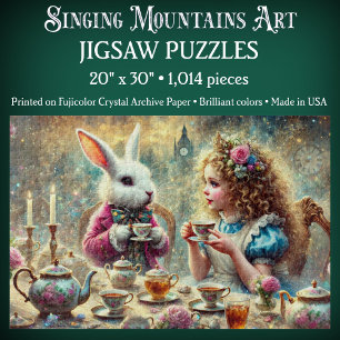 Artistic Wonderland Tea Party Alice & Rabbit Jigsaw Puzzle