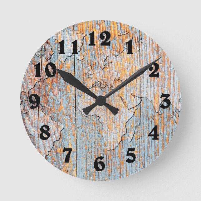 Artistic wooden world map numbered clock (Front)