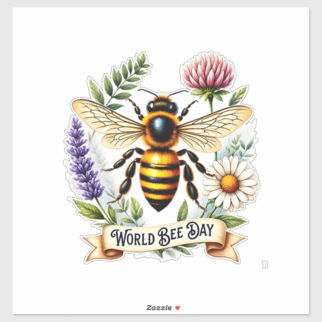 Artistic World Bee Day Illustration with Honeybee  (Sheet)