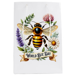 Artistic World Bee Day Illustration with Honeybee Medium Gift Bag