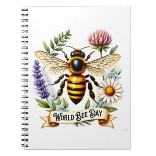 Artistic World Bee Day Illustration with Honeybee  Notebook