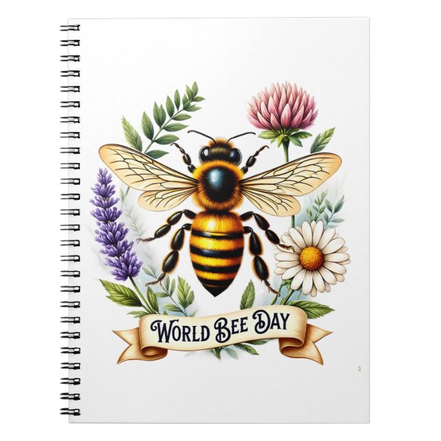 Artistic World Bee Day Illustration with Honeybee  Notebook (Front)
