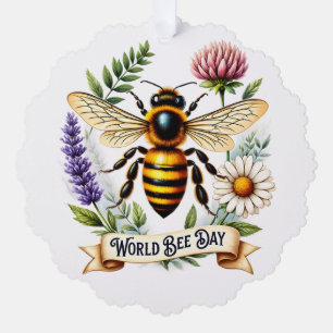 Artistic World Bee Day Illustration with Honeybee Tree Decoration Card