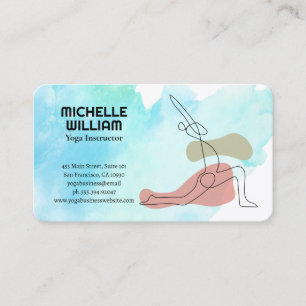 Artistic Yoga Pose Logo Watercolor Business Card