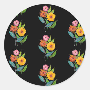 Artistic Zinnia Wildflower Flower Classic Round Sticker