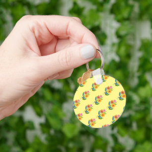 Artistic Zinnia Wildflower Flower Key Ring