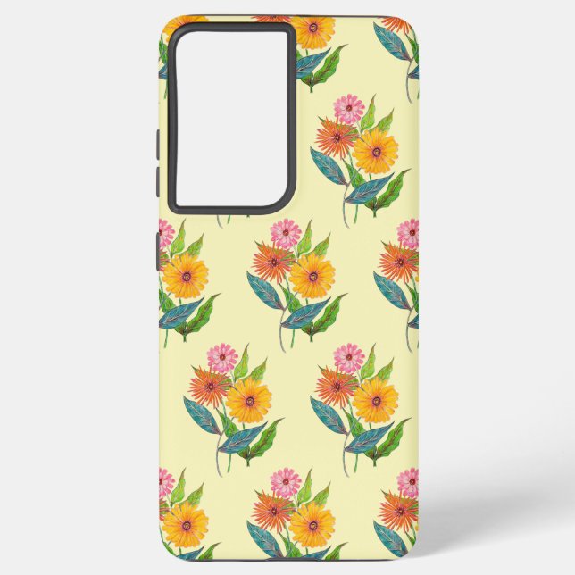 Artistic Zinnia Wildflower Flower Samsung Galaxy S21+ Case (Back)